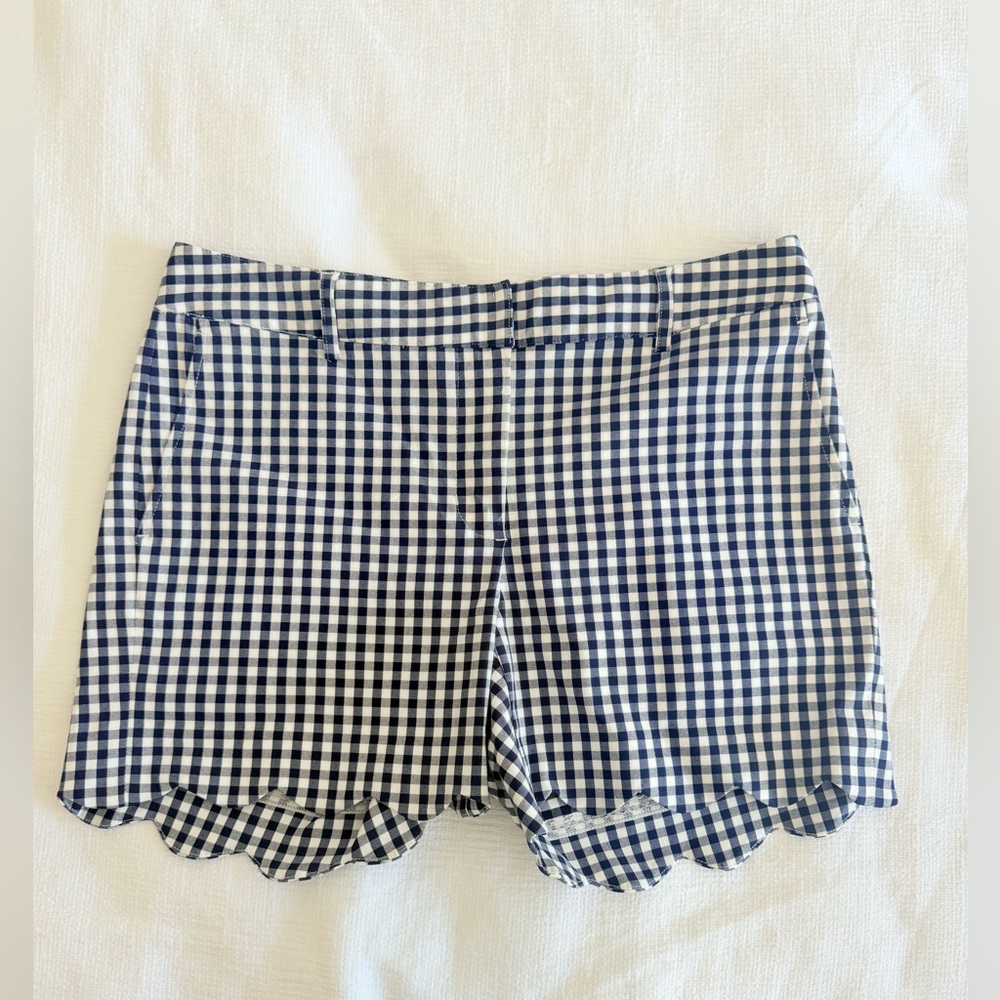 J.McLaughlin Navy Gingham Scallop Edge Women's Shorts
